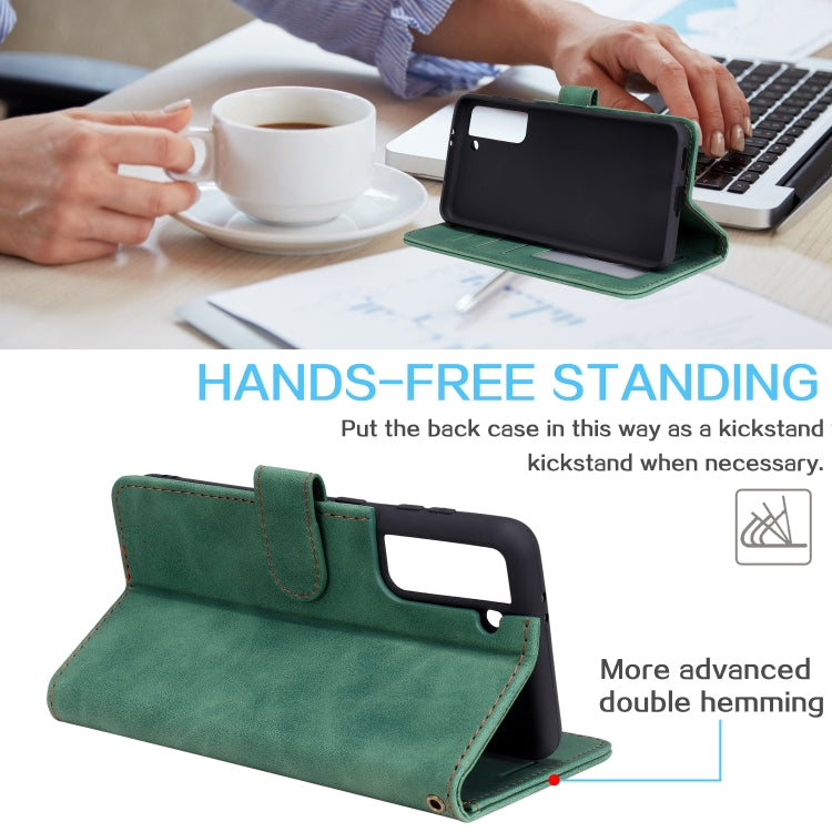 For Samsung Galaxy S21 5G Skin Feel Anti-theft Brush Horizontal Flip Leather Phone Case