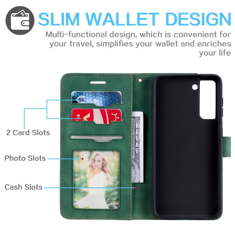 For Samsung Galaxy S21 5G Skin Feel Anti-theft Brush Horizontal Flip Leather Phone Case