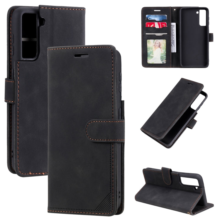 For Samsung Galaxy S21 5G Skin Feel Anti-theft Brush Horizontal Flip Leather Phone Case