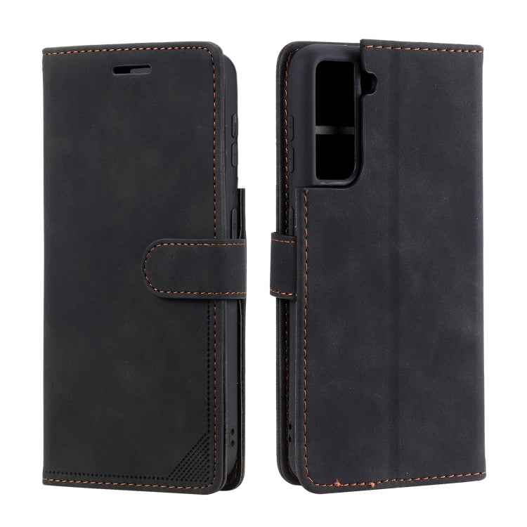 For Samsung Galaxy S21 5G Skin Feel Anti-theft Brush Horizontal Flip Leather Phone Case
