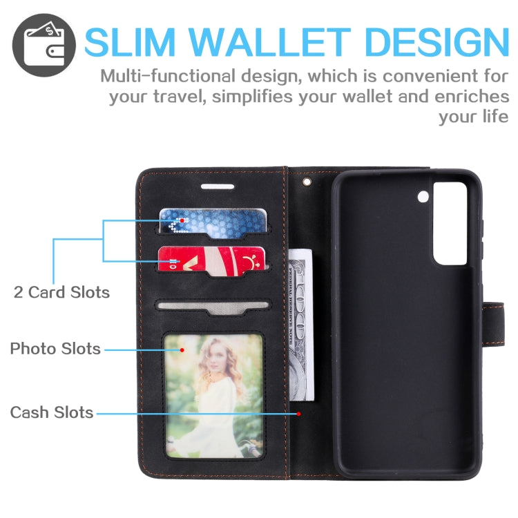 For Samsung Galaxy S21 5G Skin Feel Anti-theft Brush Horizontal Flip Leather Phone Case
