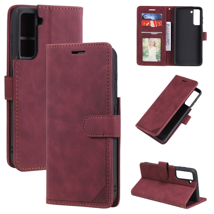 For Samsung Galaxy S21 5G Skin Feel Anti-theft Brush Horizontal Flip Leather Phone Case