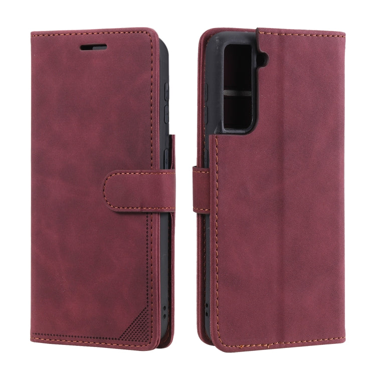 For Samsung Galaxy S21 5G Skin Feel Anti-theft Brush Horizontal Flip Leather Phone Case