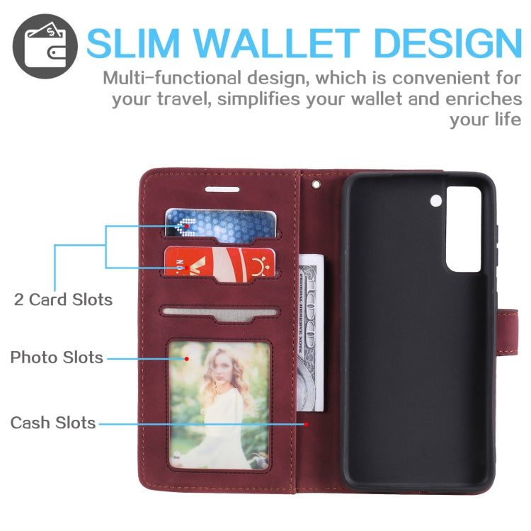 For Samsung Galaxy S21 5G Skin Feel Anti-theft Brush Horizontal Flip Leather Phone Case