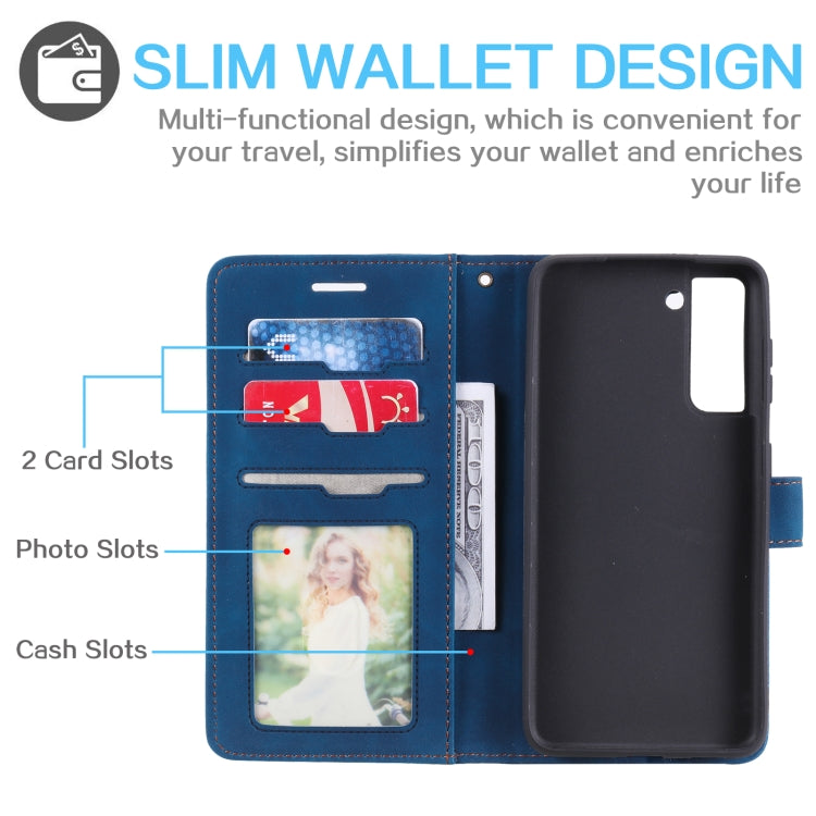 For Samsung Galaxy S21 5G Skin Feel Anti-theft Brush Horizontal Flip Leather Phone Case