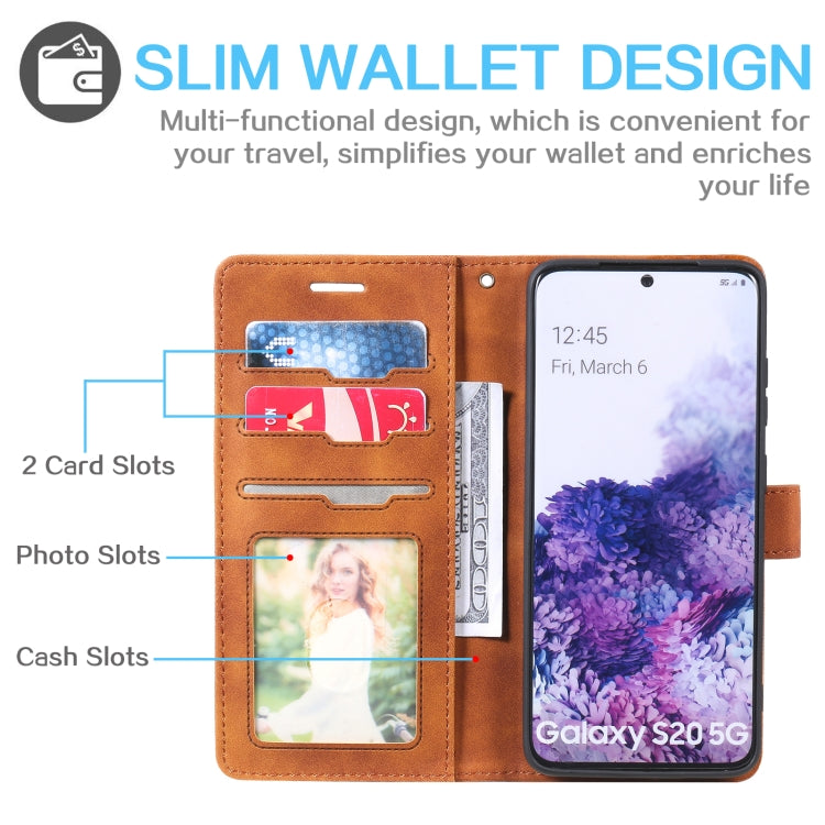 For Samsung Galaxy S20 Skin Feel Anti-theft Brush Horizontal Flip Leather Phone Case