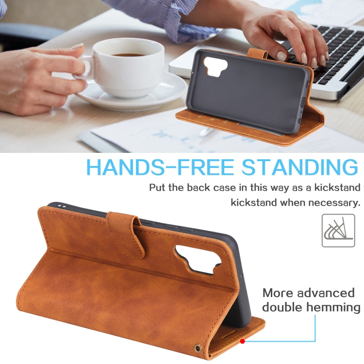 For Samsung Galaxy A32 4G Skin Feel Anti-theft Brush Horizontal Flip Leather Phone Case
