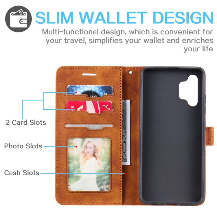 For Samsung Galaxy A32 4G Skin Feel Anti-theft Brush Horizontal Flip Leather Phone Case