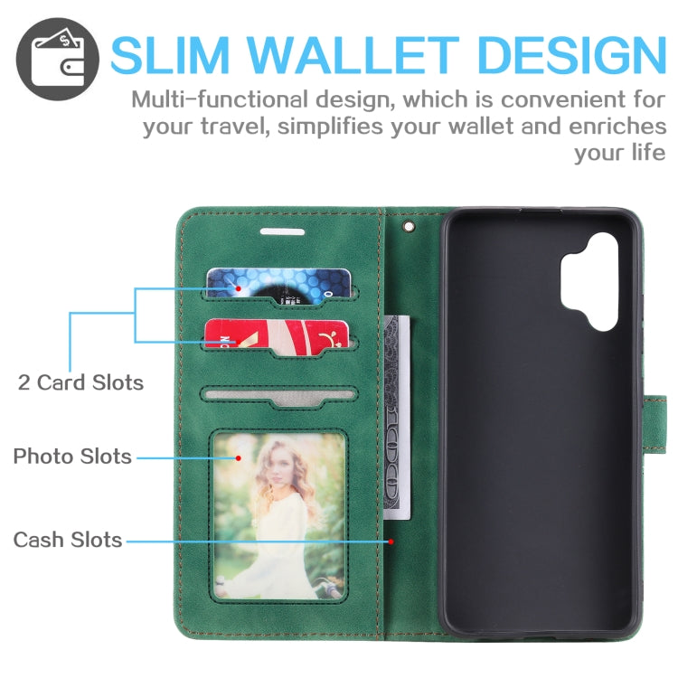For Samsung Galaxy A32 4G Skin Feel Anti-theft Brush Horizontal Flip Leather Phone Case