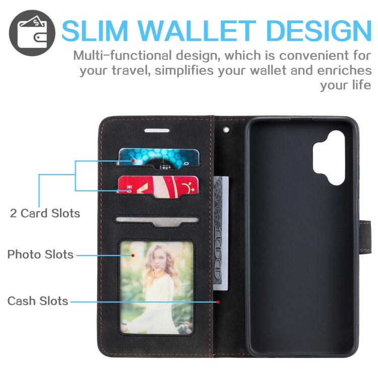 For Samsung Galaxy A32 4G Skin Feel Anti-theft Brush Horizontal Flip Leather Phone Case