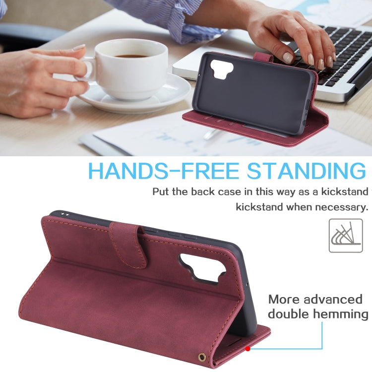 For Samsung Galaxy A32 4G Skin Feel Anti-theft Brush Horizontal Flip Leather Phone Case