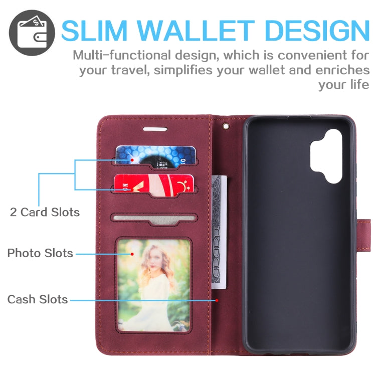 For Samsung Galaxy A32 4G Skin Feel Anti-theft Brush Horizontal Flip Leather Phone Case