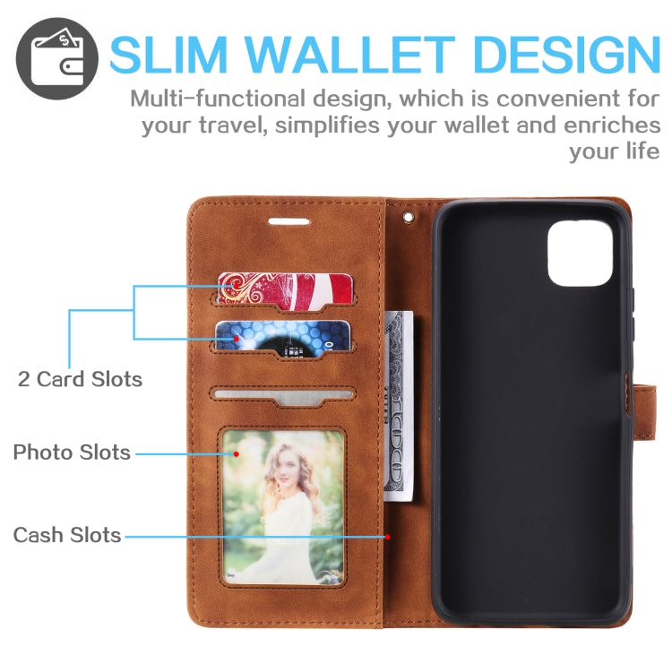 For Samsung Galaxy A22 5G Skin Feel Anti-theft Brush Horizontal Flip Leather Phone Case