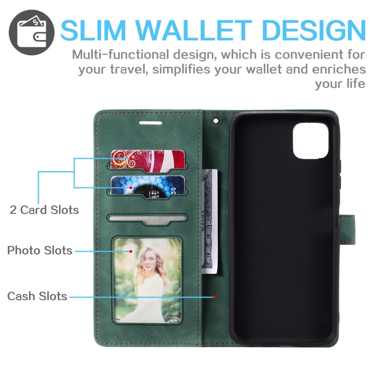 For Samsung Galaxy A22 5G Skin Feel Anti-theft Brush Horizontal Flip Leather Phone Case