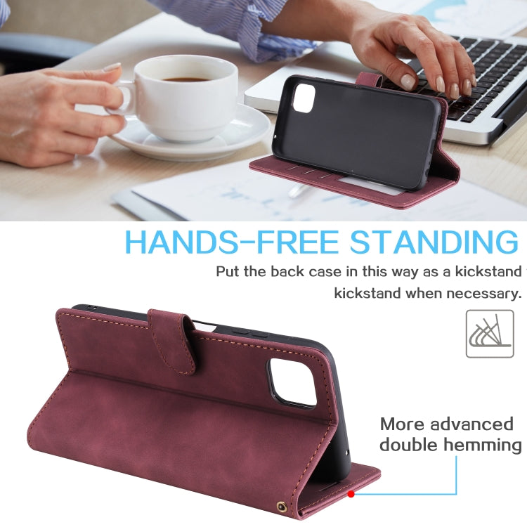 For Samsung Galaxy A22 5G Skin Feel Anti-theft Brush Horizontal Flip Leather Phone Case
