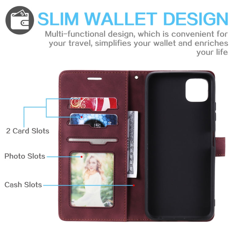 For Samsung Galaxy A22 5G Skin Feel Anti-theft Brush Horizontal Flip Leather Phone Case