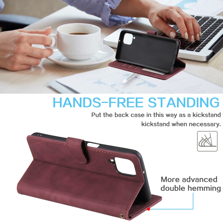 For Samsung Galaxy A22 Skin Feel Anti-theft Brush Horizontal Flip Leather Phone Case
