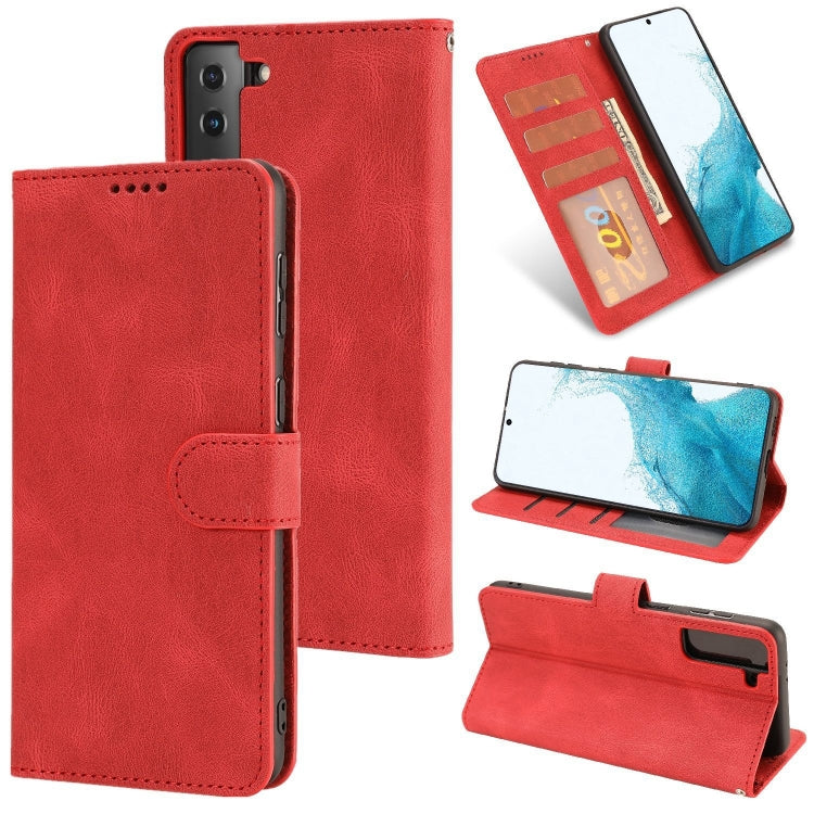 For Samsung Galaxy S22+ 5G Fantasy Classic Skin-feel Calfskin Texture Magnetic Buckle Horizontal Flip PU Phone Leather Case with Holder & Card Slot & Wallet
