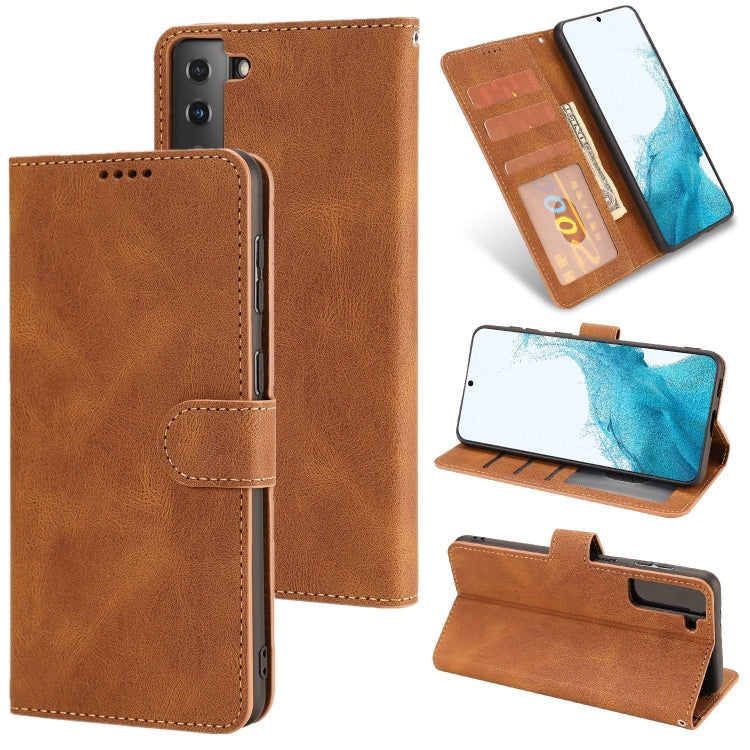 For Samsung Galaxy S22+ 5G Fantasy Classic Skin-feel Calfskin Texture Magnetic Buckle Horizontal Flip PU Phone Leather Case with Holder & Card Slot & Wallet