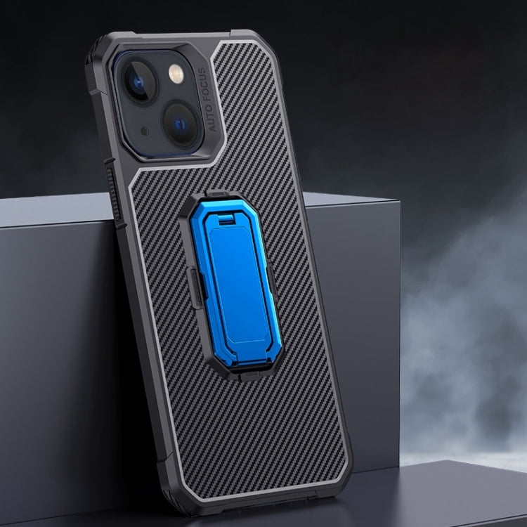 For iPhone 13 Carbon Fiber Texture Phone Case with Holder