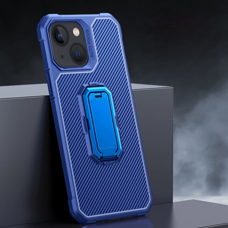 For iPhone 13 Carbon Fiber Texture Phone Case with Holder