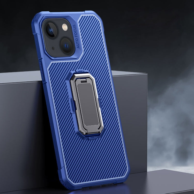 For iPhone 13 Carbon Fiber Texture Phone Case with Holder