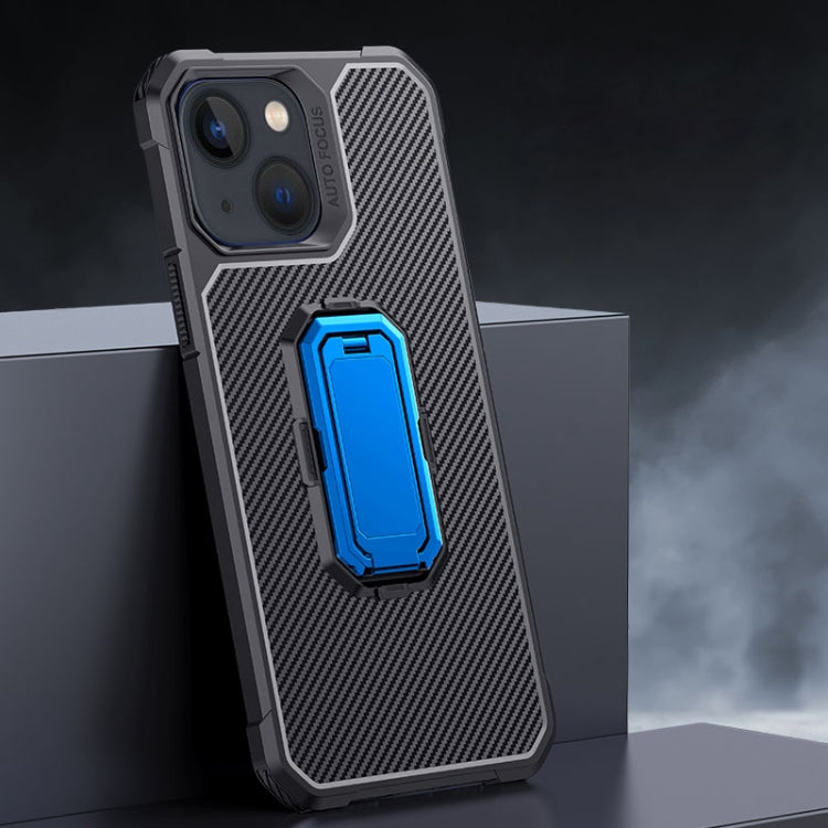 For iPhone 13 mini Carbon Fiber Texture Phone Case with Holder
