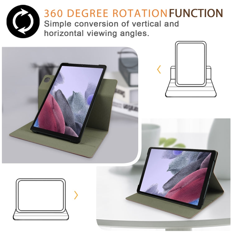 For Samsung Galaxy Tab A7 Lite  8.7 2021 T220 / T225 Solid Color 360 Degrees Rotation Tablet Leather Case with Holder