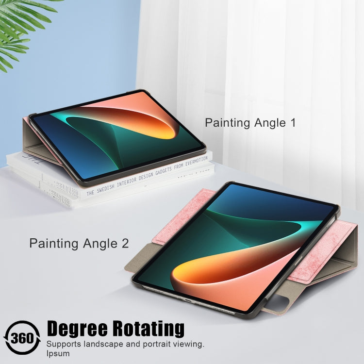 For Xiaomi Mi Pad 5 Pro 11 inch Solid Color 360 Degrees Rotation Tablet Leather Case with Holder