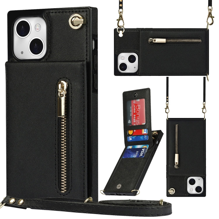 For iPhone 13 Cross-body Zipper Square Phone Case with Holder