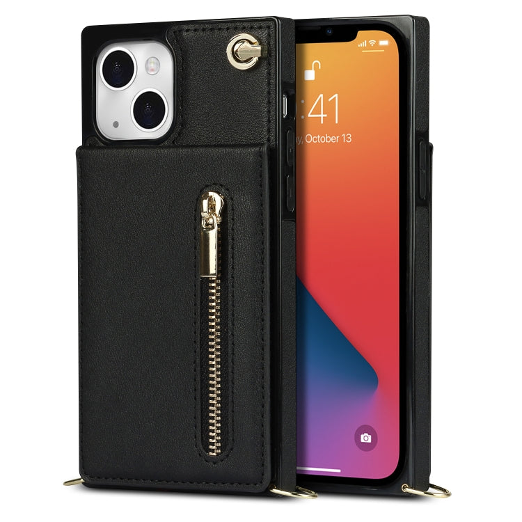 For iPhone 13 Cross-body Zipper Square Phone Case with Holder