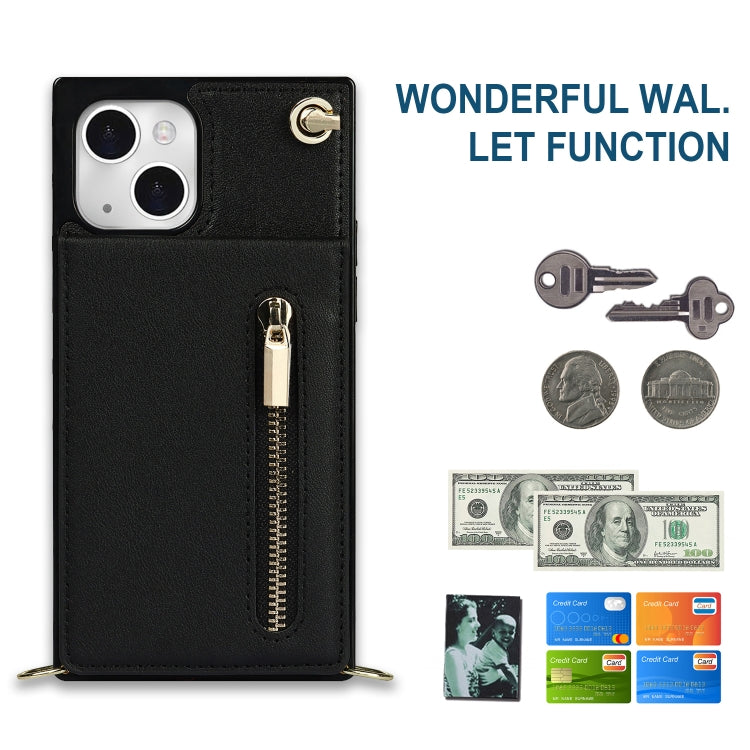 For iPhone 13 Cross-body Zipper Square Phone Case with Holder