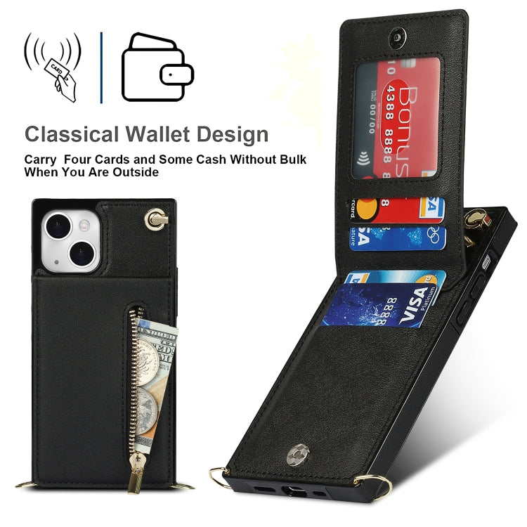 For iPhone 13 Cross-body Zipper Square Phone Case with Holder