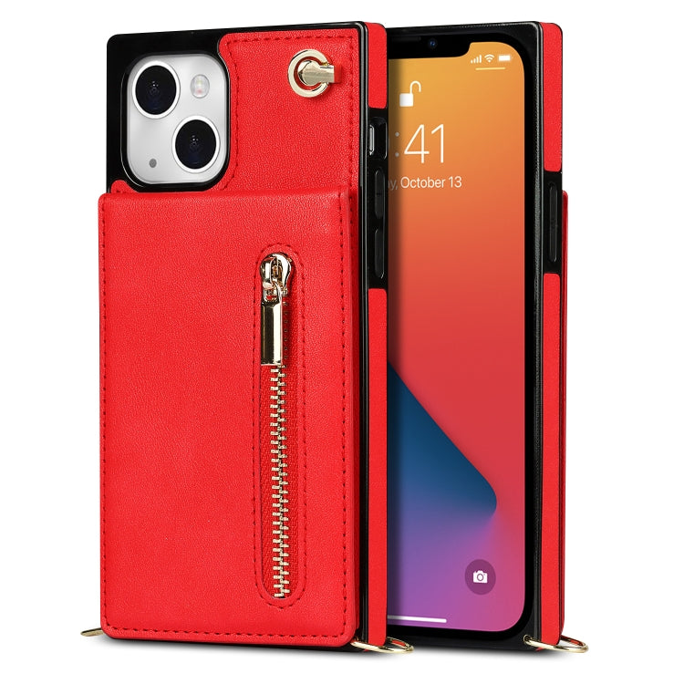 For iPhone 13 Cross-body Zipper Square Phone Case with Holder