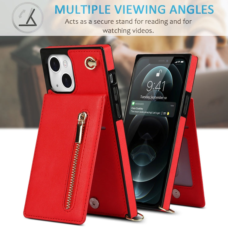 For iPhone 13 Cross-body Zipper Square Phone Case with Holder