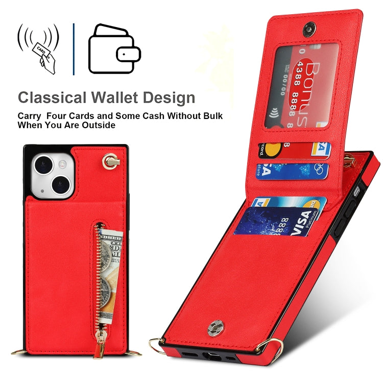 For iPhone 13 Cross-body Zipper Square Phone Case with Holder