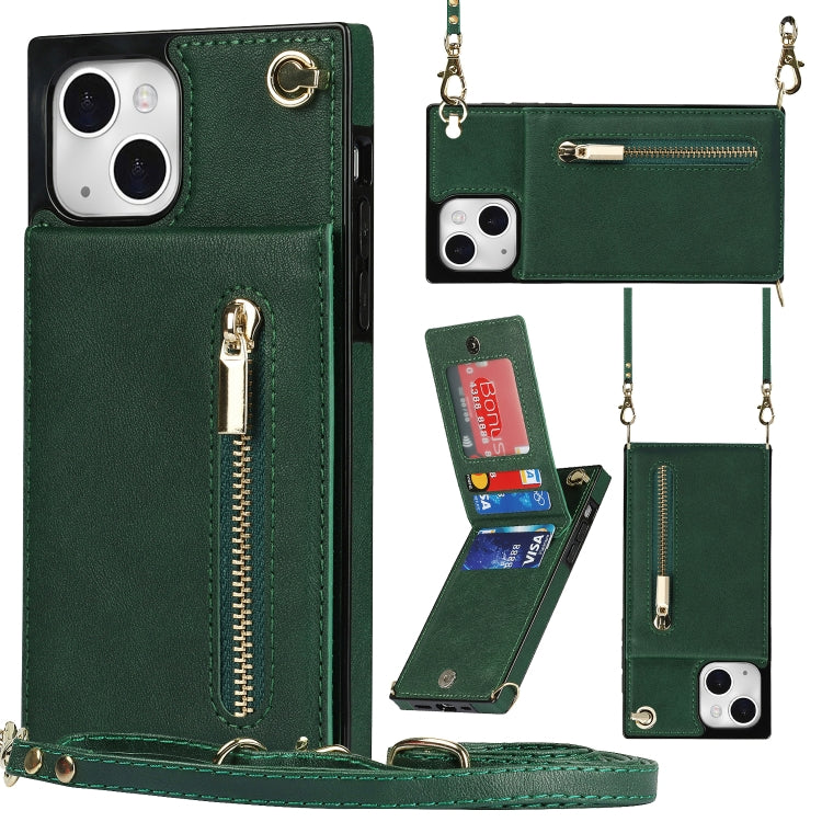 For iPhone 13 Cross-body Zipper Square Phone Case with Holder