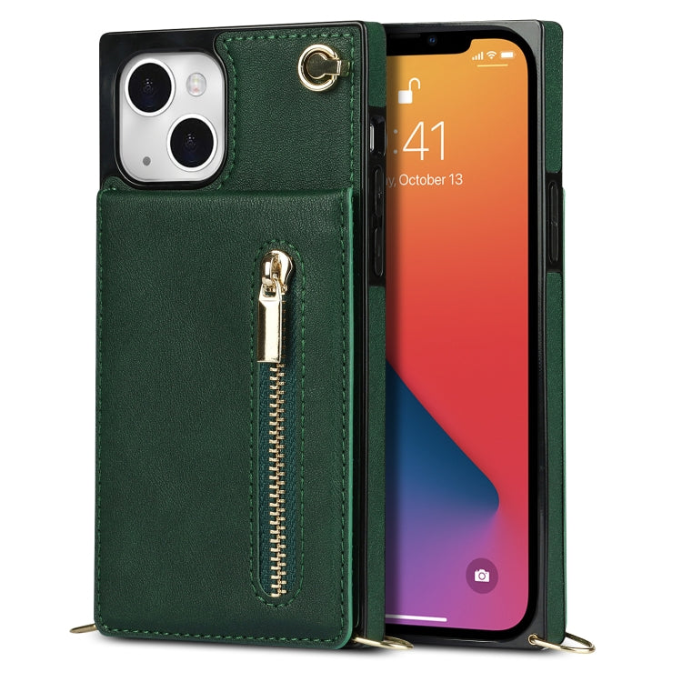 For iPhone 13 Cross-body Zipper Square Phone Case with Holder