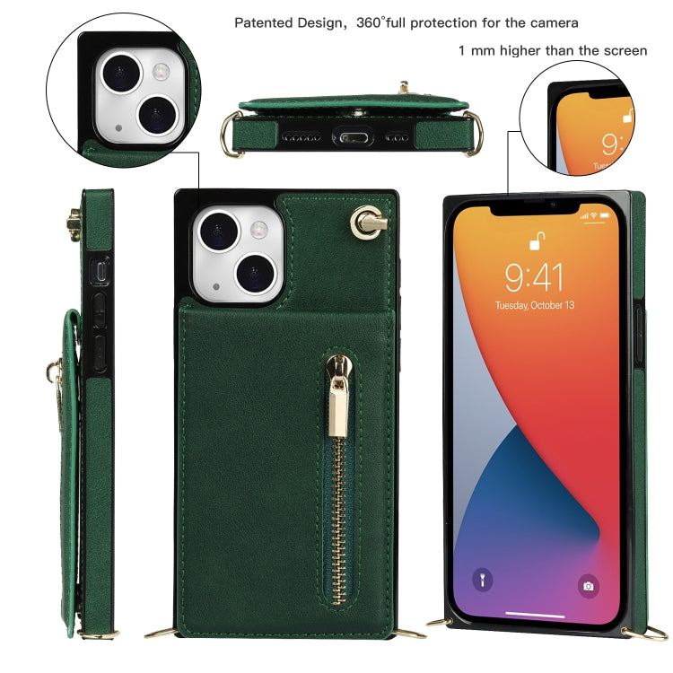 For iPhone 13 Cross-body Zipper Square Phone Case with Holder