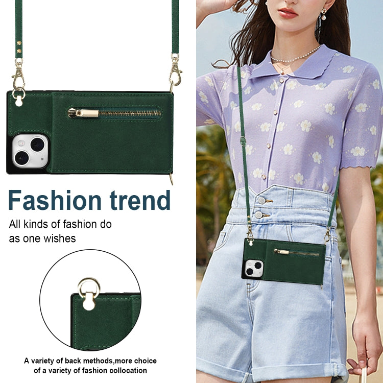 For iPhone 13 Cross-body Zipper Square Phone Case with Holder