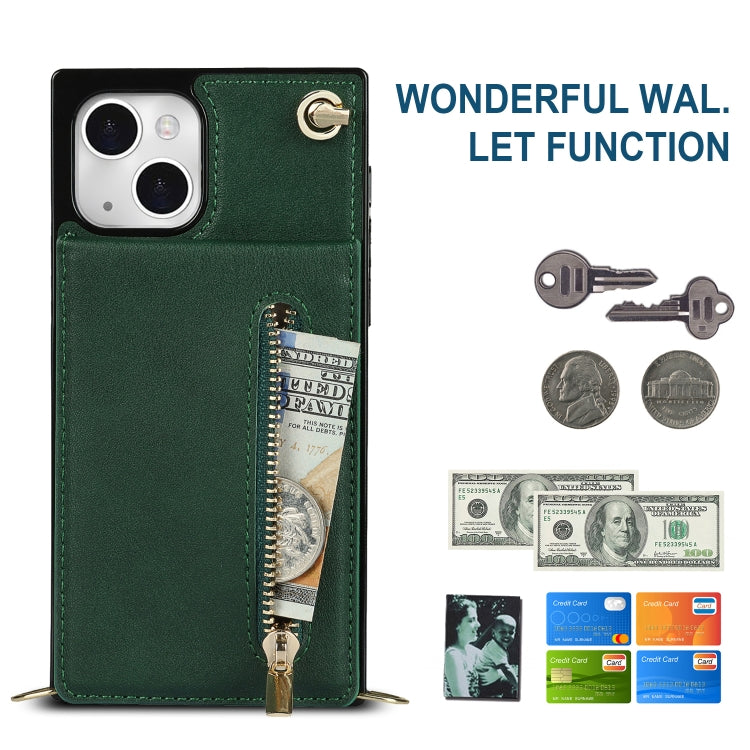 For iPhone 13 Cross-body Zipper Square Phone Case with Holder