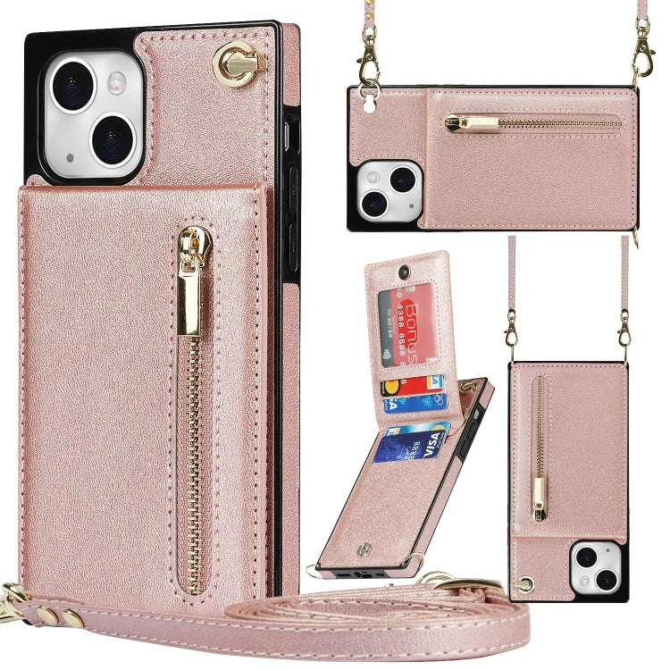 For iPhone 13 Cross-body Zipper Square Phone Case with Holder