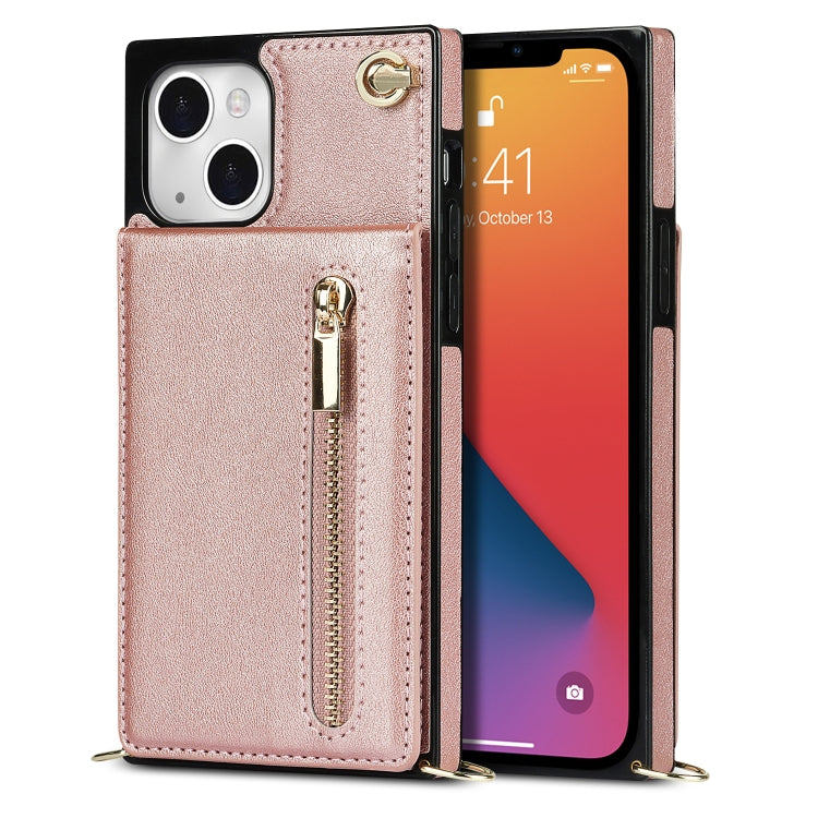 For iPhone 13 Cross-body Zipper Square Phone Case with Holder