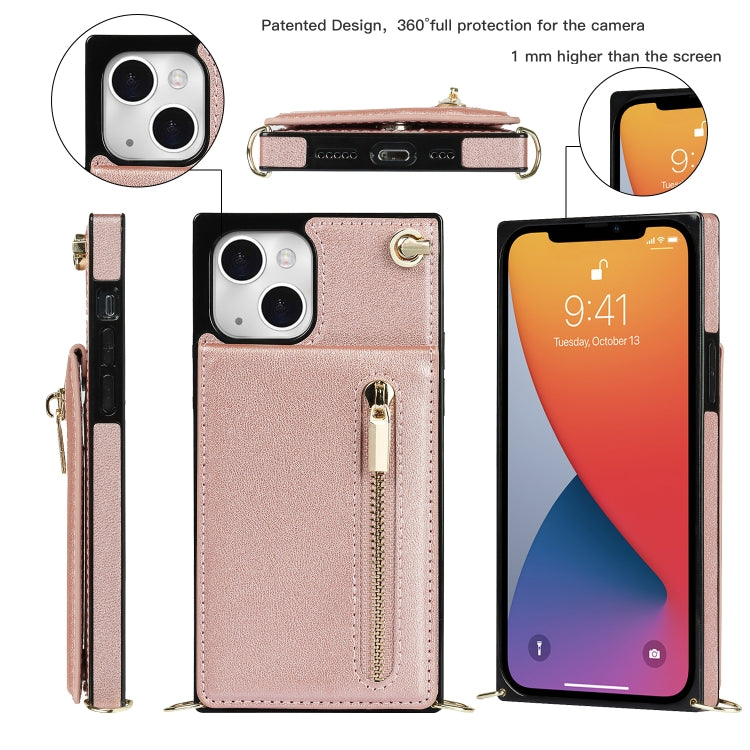 For iPhone 13 Cross-body Zipper Square Phone Case with Holder