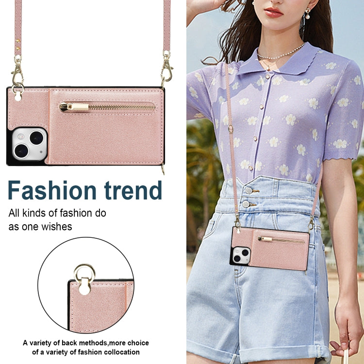 For iPhone 13 Cross-body Zipper Square Phone Case with Holder