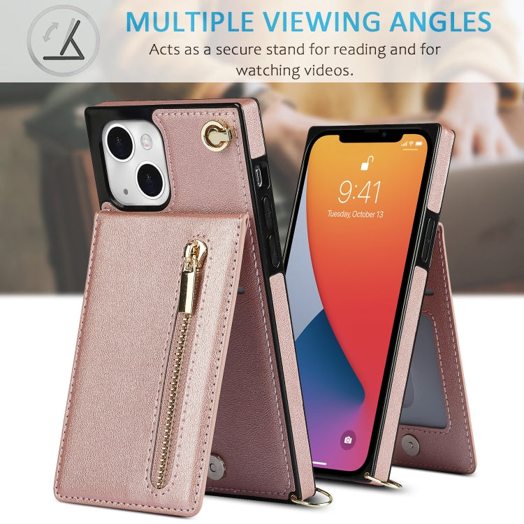 For iPhone 13 Cross-body Zipper Square Phone Case with Holder