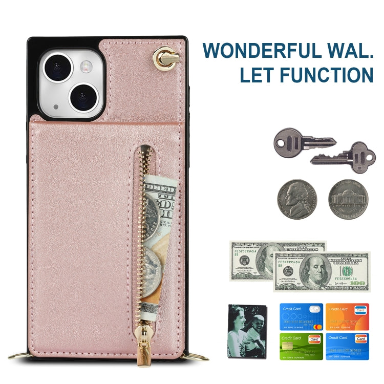 For iPhone 13 Cross-body Zipper Square Phone Case with Holder