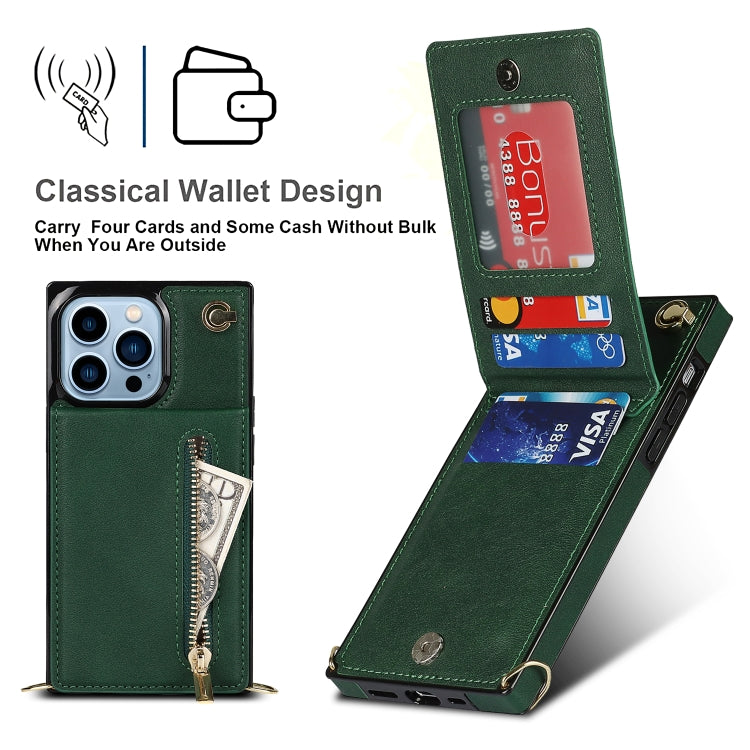 For iPhone 13 Pro Cross-body Zipper Square Phone Case with Holder