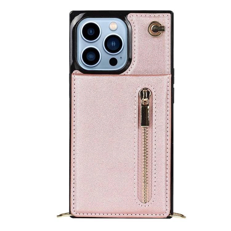 For iPhone 13 Pro Cross-body Zipper Square Phone Case with Holder