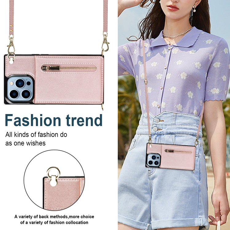 For iPhone 13 Pro Cross-body Zipper Square Phone Case with Holder